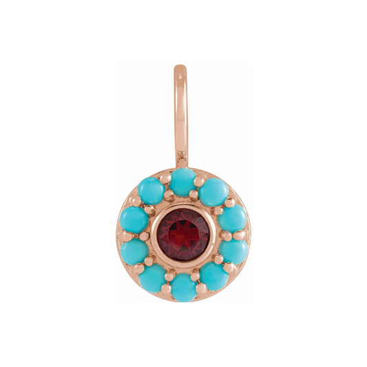 Sol Garnet & Turquoise Halo Necklace