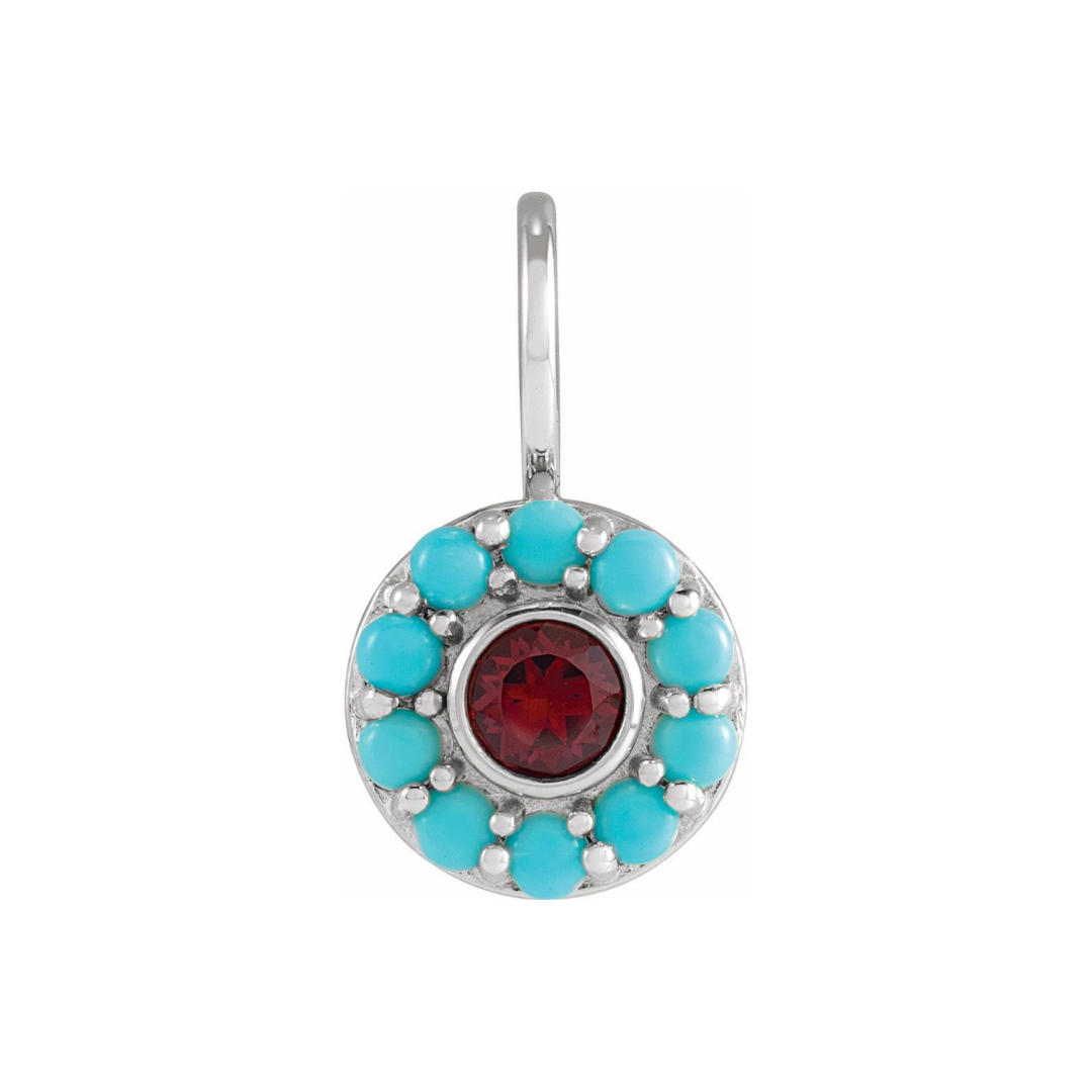 Sol Garnet & Turquoise Halo Necklace