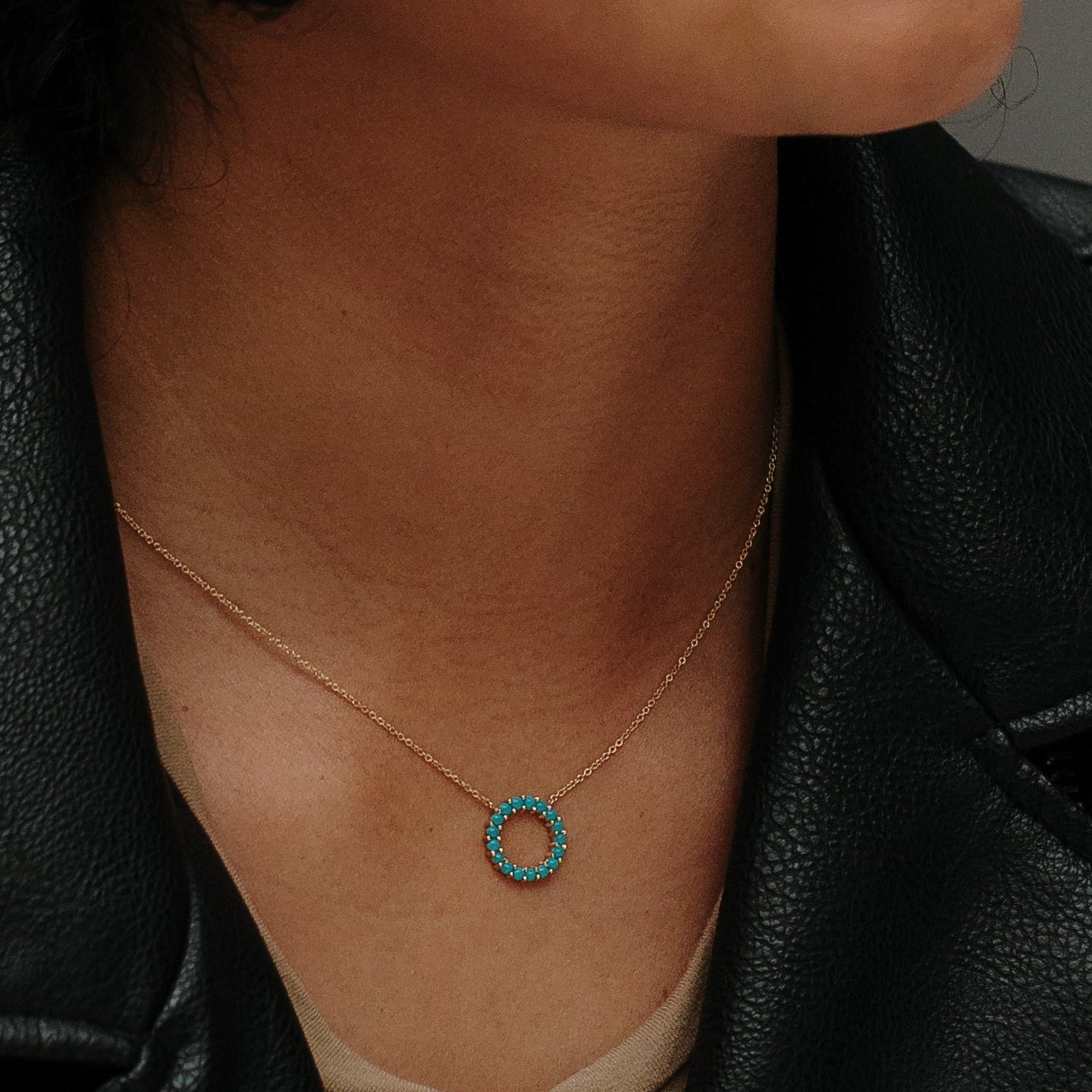 Cleo Turquoise Circle Necklace